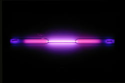 Vial containing a violet glowing gas