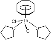 Piano-stool molecule structure of (η8-C8H8)ThCl2(THF)2